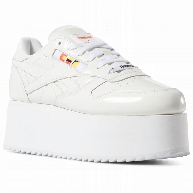 Tenisi Reebok Classic Leather Triple Platform X Gigi Hadid Dama Albi/Rosii/Negrii Romania AM3265NF